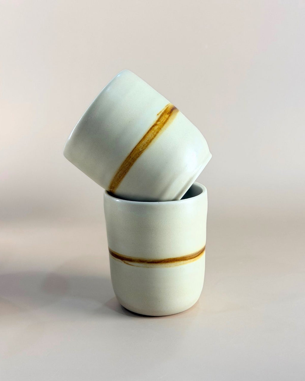 Duo Tasses Porcelaine Blanche - Ocre